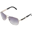 GUESS GU7295 Shiny Rose Gold/Smoke Mirror Aviator Sunglasses for Women, Classic Style, Full Frame, Metal, Brown Mirror, Smoke Mirror Lens