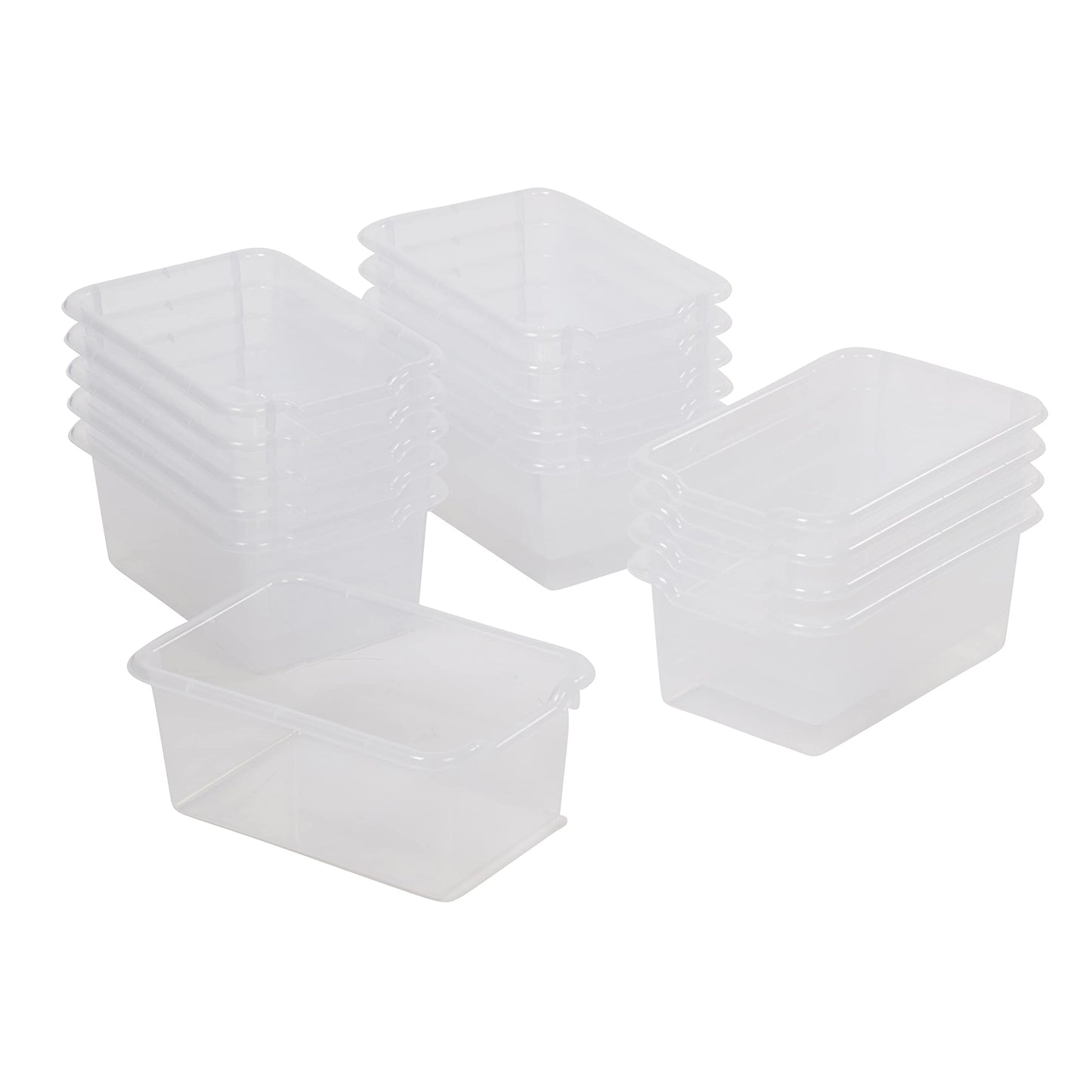 ECR4Kids Scoop Front Storage Bin, Multipurpose Organization, Clear, 15-Piece