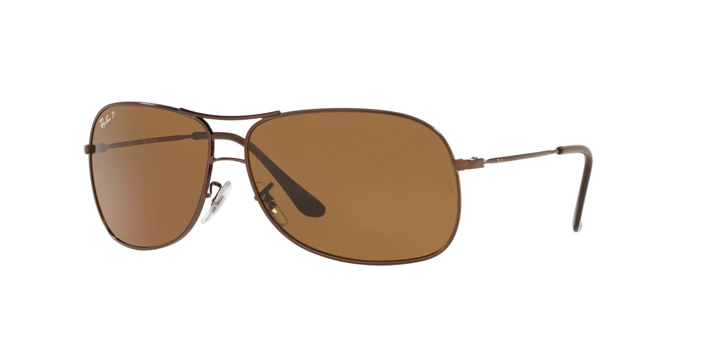 Ray-Ban RB3267 Metal Aviator Sunglasses, Brown/Polarized Brown, 64 mm