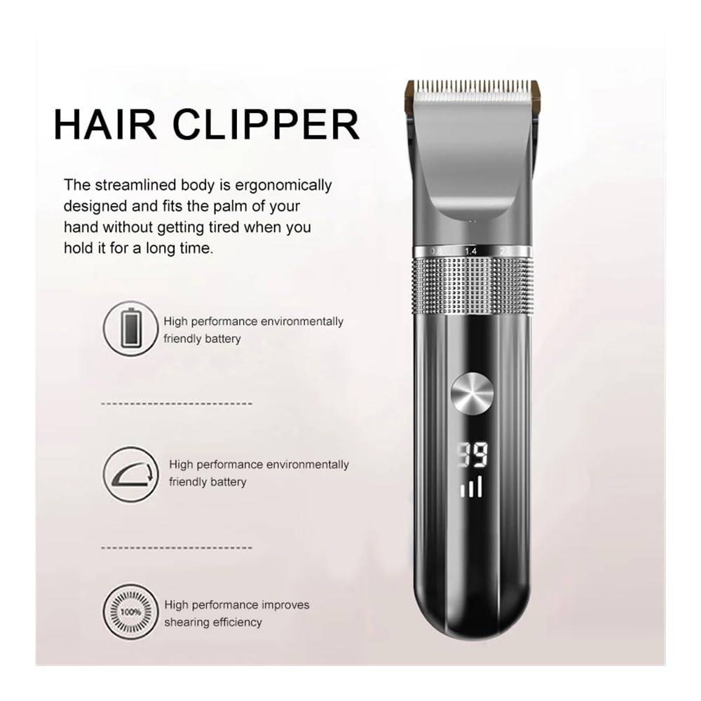 EWKYLSEM Electric Hair Clipper Professional Trimmer Household Waterproof LED Display Men USB Charging Haircut Tools Set(Black-Set1) Beauty and Personal Care EWKYLSEM