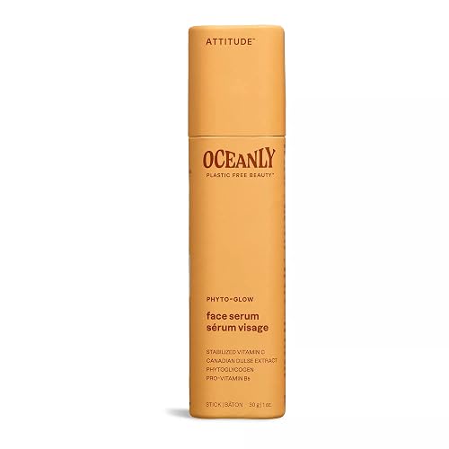 ATTITUDE Oceanly Face Serum Bar, EWG Verified, Plastic-free, Plant and Mineral-Based Ingredients, Vegan and Cruelty-free Beauty Products, PHYTO GLOW