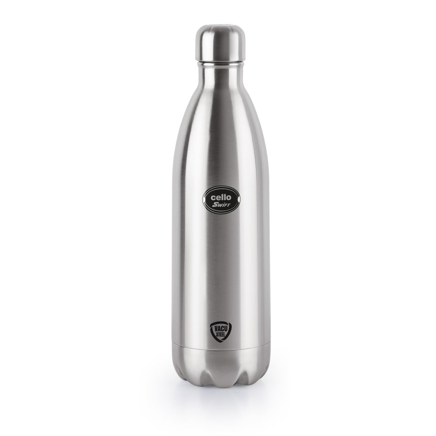 Cello Swift Stainless Steel Vacuum Insulated Flask with Screw Lid | Leak Proof | Double Walled Silver Bottle for Home, Office, Travel (34oz, Silver)
