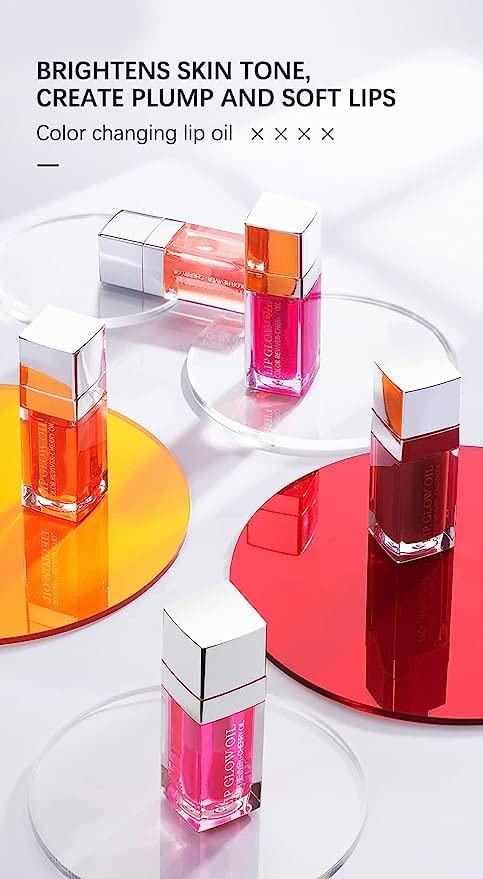 3-in-1 Plumping & Hydrating Lip Oil Gloss - Tinted, Long Lasting, Natural Lip Plumper (01+12+15)
