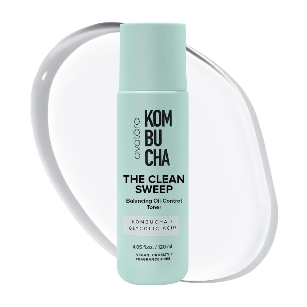 Avatara - Kombucha The Clean Sweep Face Toner, Glycolic Acid Toner for Face, Face Exfoliator with Witch Hazel and Bakuchiol, Calming Pore Minimizer