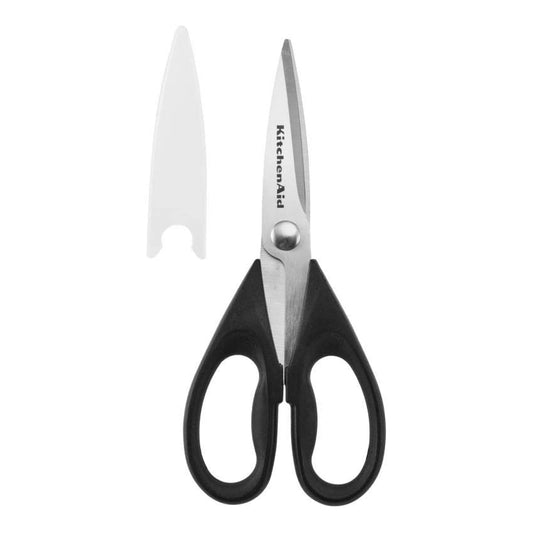 KitchenAid All-Purpose Kitchen Shears with Protective Sheath, Stainless Steel, Soft Grip Handle, Dishwasher Safe, 8.72", Black