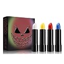 Halloween Face Paint Kit, 4 Colors Lipstick Set?Water-Based Non-Toxic Makeup for Face & Body | Easy Wash Off for Costume Parties, Kids, Adults
