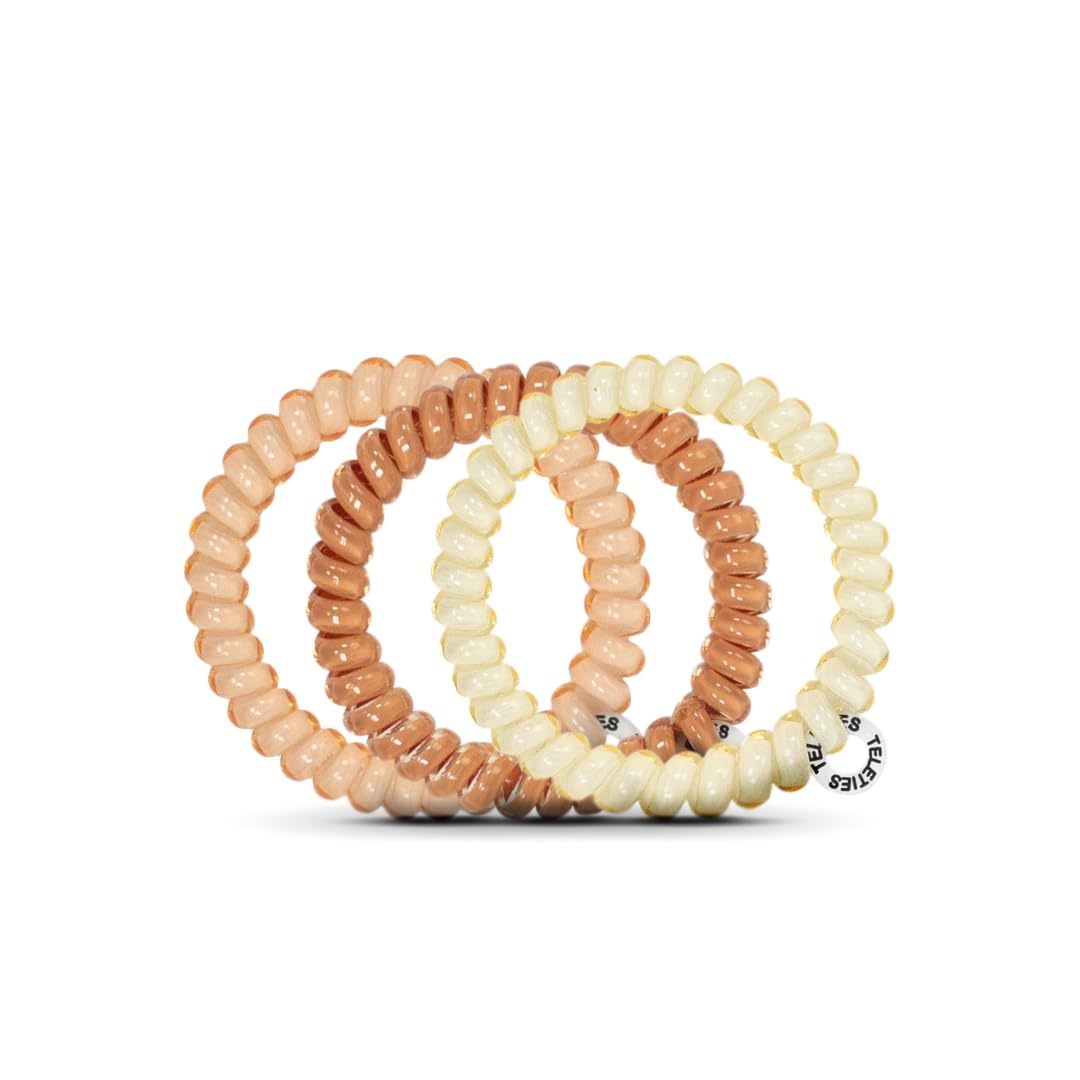 TELETIES - Spiral Hair Coils - Ponytail Holder Hair Ties for Women - Phone Cord Hair Ties - Strong Grip, No Rip, Water Resistant, No Crease Hair Tie Beauty and Personal Care Teleties