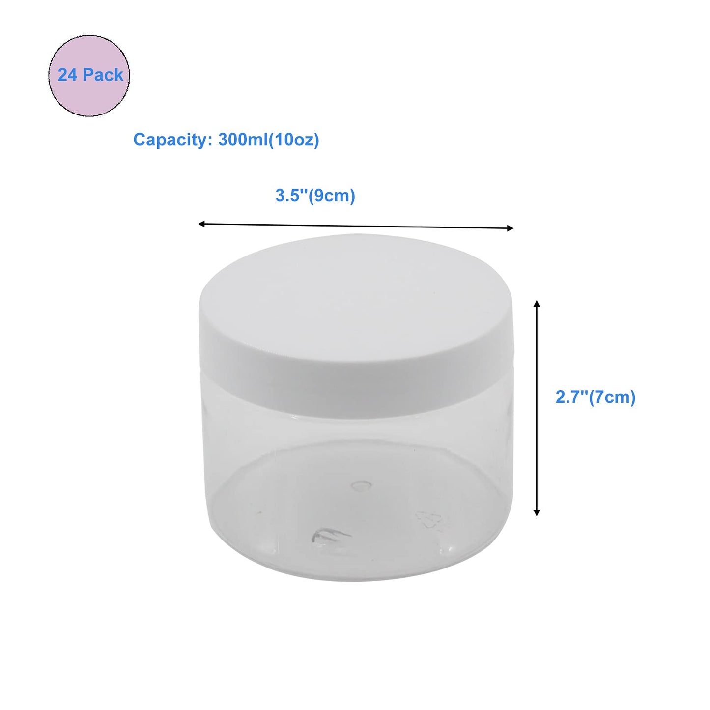 suituts 24 Pack 10 oz (300 ml) Plastic Jars with Lids, Food Storage Spice Jars, Craft Storage Favor Jars//Empty Wide-Mouth Jars for Body Butter…