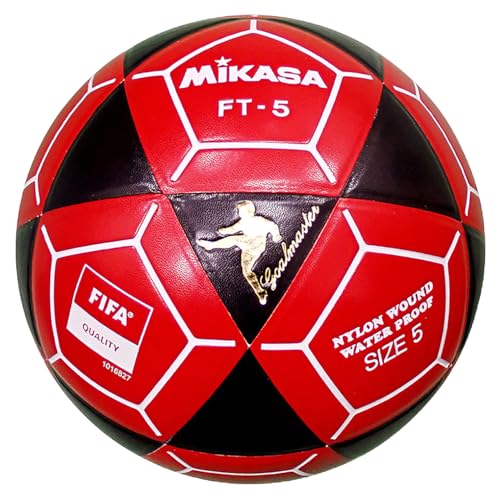 Mikasa FT5A-BKR-W Goal Master Soccer Ball, Black/Red, Size 5(FIFA Quality/Footvolleyball)