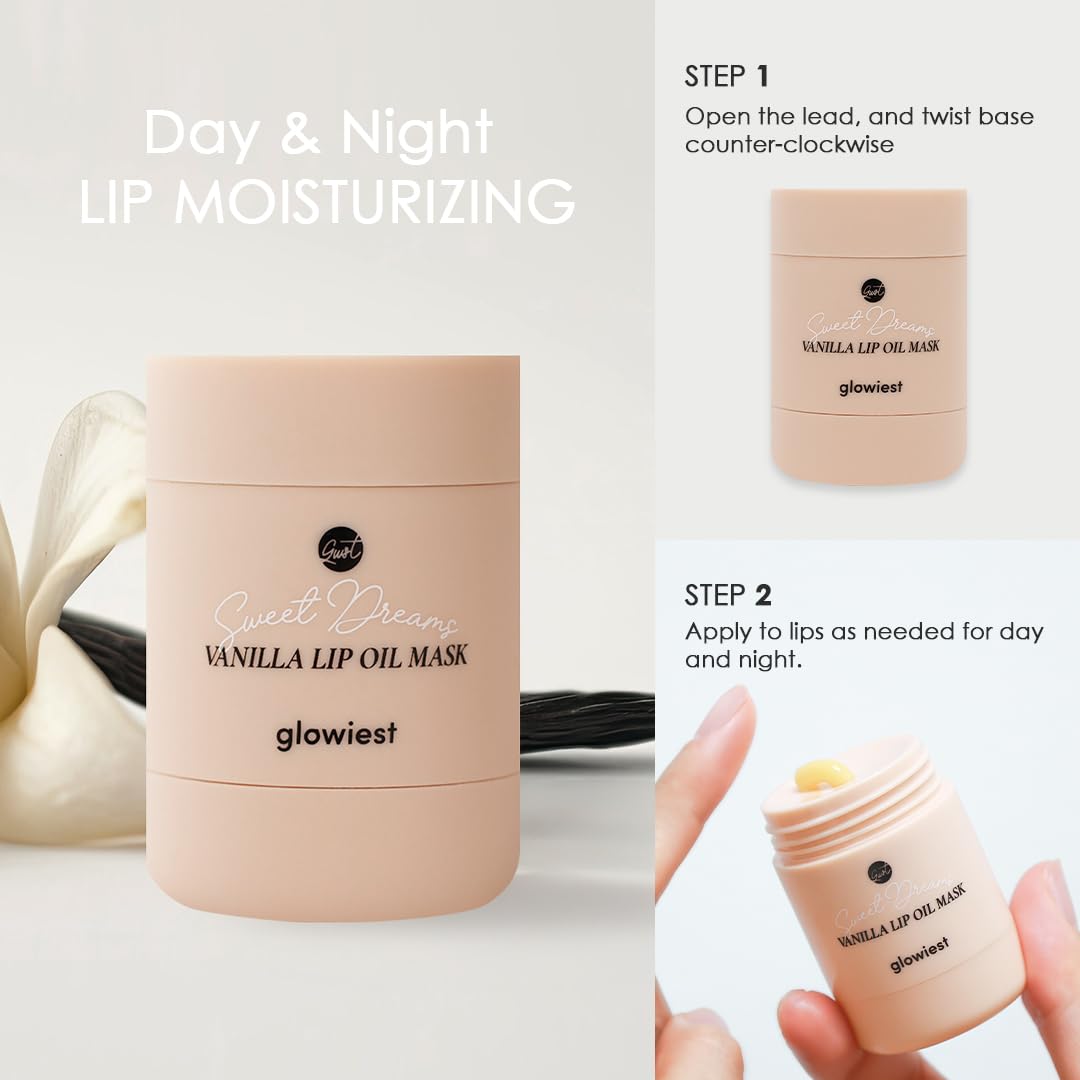 glowiest Sweet Dreams Lip Oil Mask (Vanilla) - Hydrating Rich Lip Oil-Gel-Layer, Extra Moisture, Boosting Nourishing Lip, Long-Lasting Moisture Beauty and Personal Care glowiest
