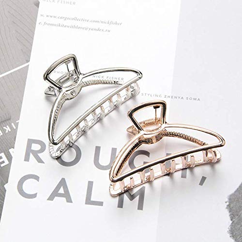 TANG SONG 4PCS Large Metal Hair Claw Clips Hair Catch Barrette Jaw Clamp for Women Half Bun Hairpins for Thick Hair(Silver+Gold+Rose Gold+Black)