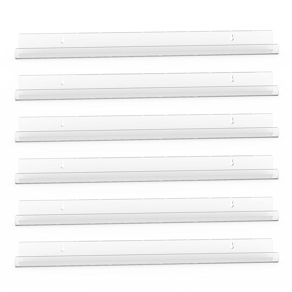 Sezanrpt 24 Inches Acrylic Nail Polish Rack for Wall, Clear Nail Polish Organizer Wall Mounted for 150 Bottles, 6 Pack