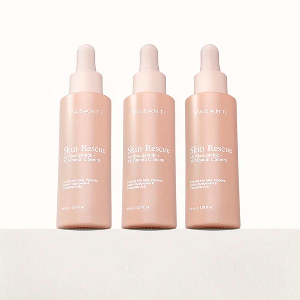 VASANTI Skin Rescue Serum - 5% Niacinamide - Brightening, Hydrating, Pore-Refining Facial Serum - Lightweight, Vegan, Paraben-Free Skincare