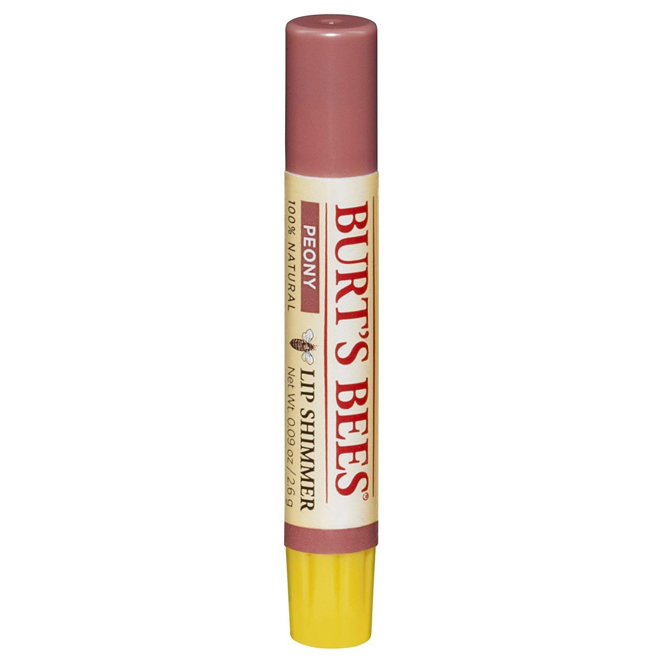 Burt’s Bees Lip Shimmer Peony; Warm, Luminescent Color; High Impact, Instant Moisture; with Shea and Cocoa Butters; 100% Natural Origin; 1 Tube, 0.09