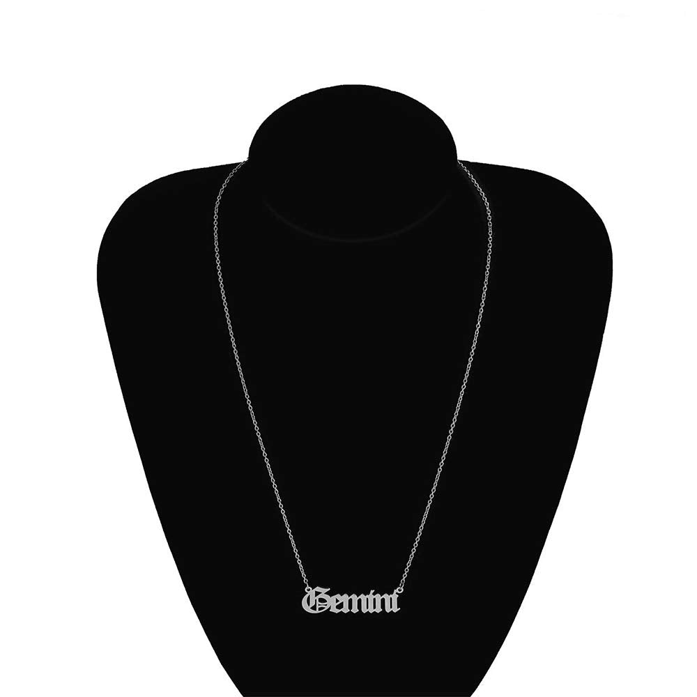 Aimimier Constellation Necklace Gemini Necklace Astrology Jewelry Personalized Name Gift for Girlfriend Women (Silver)