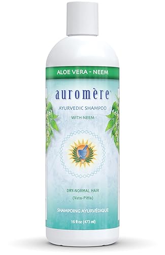 Auromere Ayurvedic Shampoo, Aloe Vera Neem - Vegan, Cruelty Free, Non-GMO, Natural, Gluten Free, Sulfate Free, Paraben Free for Dry to Normal Hair (16