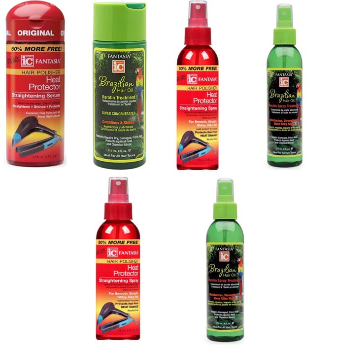 Fantasia Hair Polisher Heat Protector Straightening Spray, 6 oz (Pack of 2)