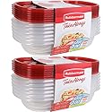 Rubbermaid Take Alongs Food Storage Container, 4-Cup Rectangle, Set of 12, (12 Pack), Red