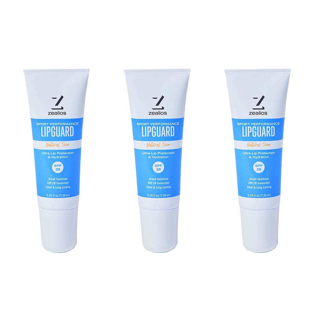 Zealios LipGuard Lip Balm 0.25 FL Oz Pack of 3 - SPF 28 UVA/UVB Protection - Hydrating Sunscreen Lip Balm for Dry and Cracked Lips - Paraben Free
