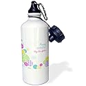 3dRose wb_165134_1 Happy Birthday Step Daughter - Modern Colorful Dots Pattern On White Sports Water Bottle, Multicolor, 21 oz