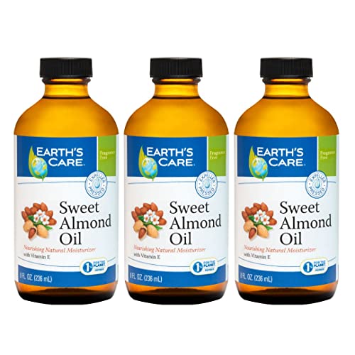 Earth’s Care Sweet Almond Oil - Expeller Pressed Almond Oil for Skin and Hair 8 FL. OZ. (3 Bottles)