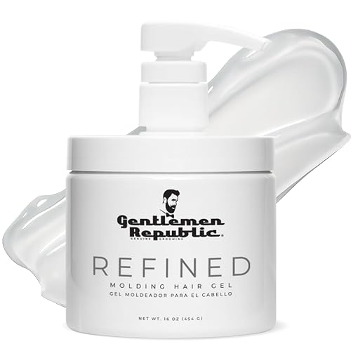 Gentlemen Republic 16oz Refined Hair Gel w/Pump - Professional Formula for 24 Hour Shine and Hold, Humidity Resistant, 100% Alcohol-Free and Never
