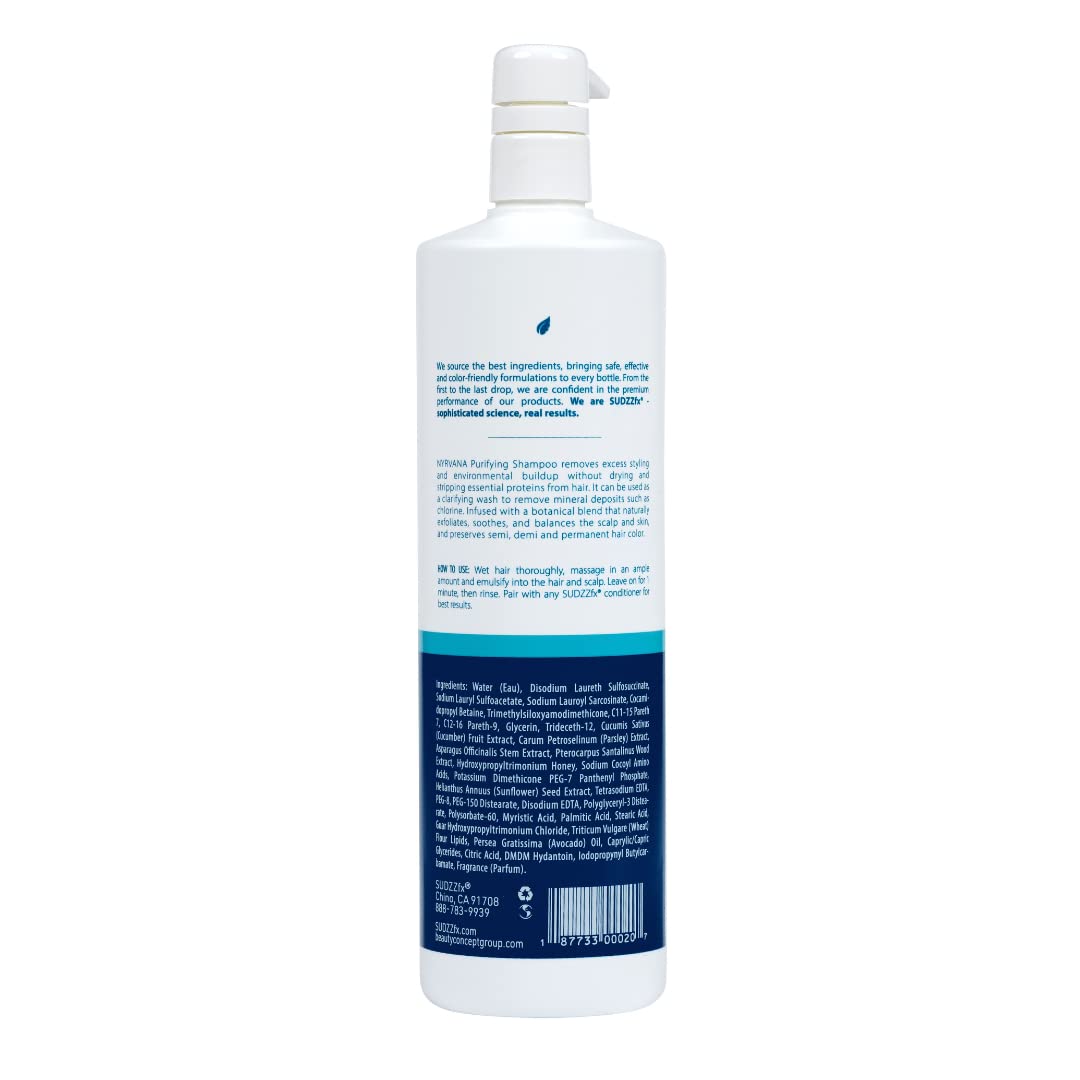 SUDZZFX Nyrvana Purifying - Hair Loss Formula for Men & Women - Protect, Refresh & Go - Color-Treated Routine - Sulfate Free, 33.8 Fl Oz