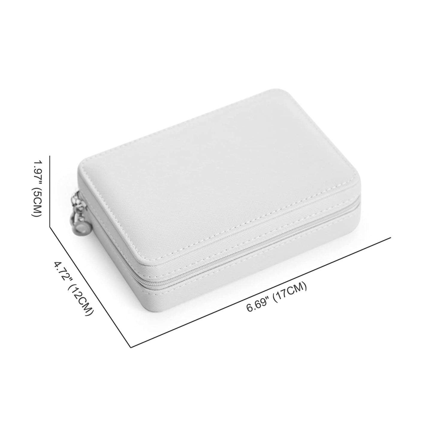 LETLIT Travel Jewelry Organizer, Small Jewelry Box for Women, Double-Layer Necklace Ring Earrings Holder Case (White 2)