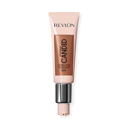 Revlon PhotoReady Candid Natural Finish Foundation, with Anti-Pollution, Antioxidant, Anti-Blue Light Ingredients, 520 Cocoa, 0.75 fl. oz.