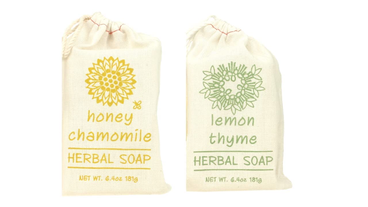 Greenwich Bay Trading- 2 Pack Honey Chamomile & Lemon Thyme Herbal Soaps- Enriched with Shea Butter, Virgin Olive Oil and Infused with Fresh Botanical