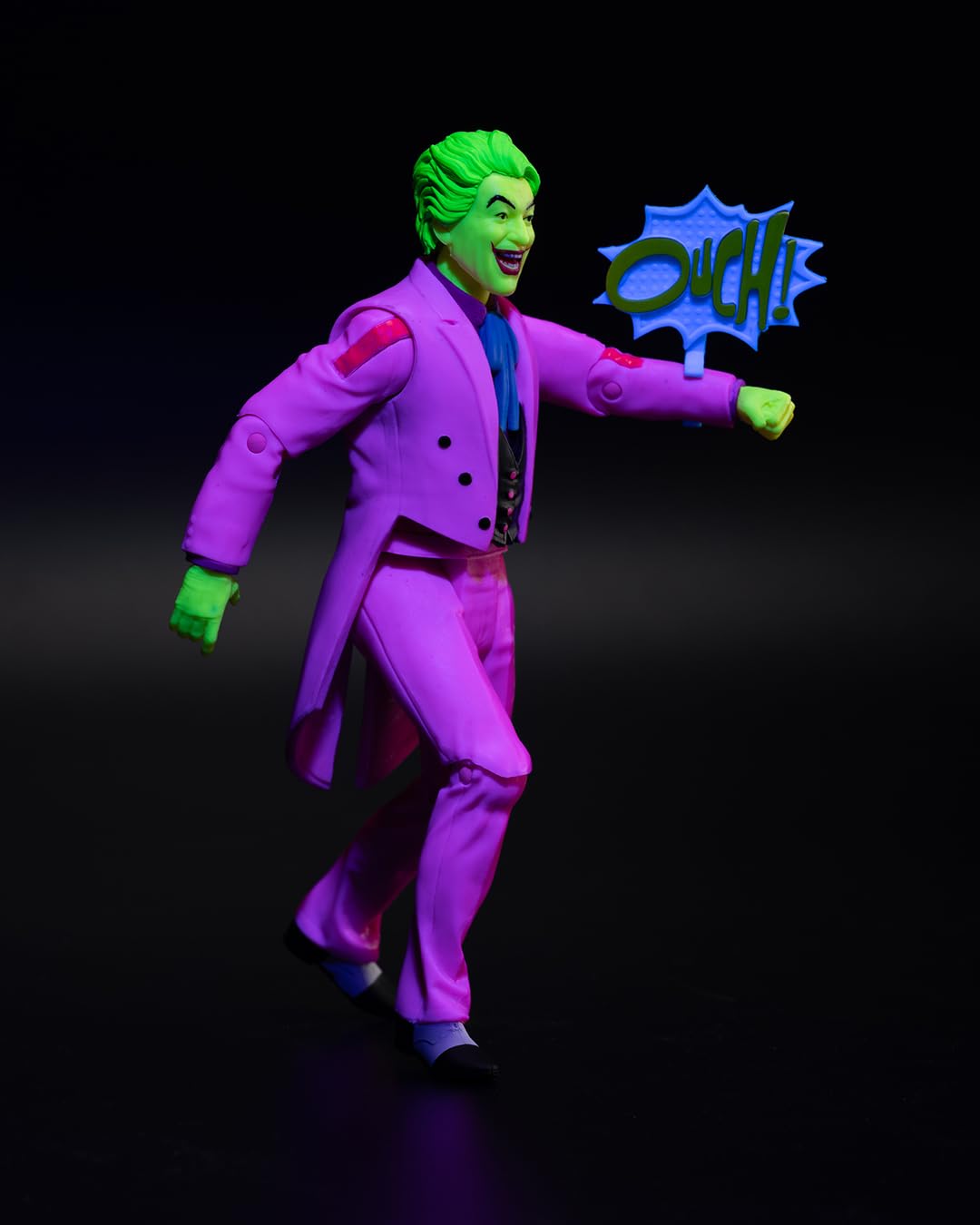 McFarlane Toys DC Retro The Joker Batman: Classic TV Series Black Light Gold Label 6-Inch Action Figure - Entertainment Earth Exclusive