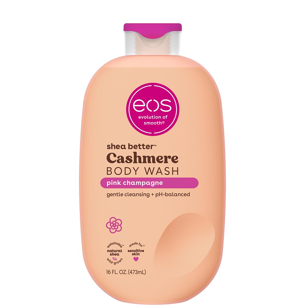 eos Cashmere Body Wash - Pink Champagne, Moisturizing Body Wash, Creamy Gel Formula, with Shea Butter, Glycerin, Vitamin E, pH Balanced, Sensitive