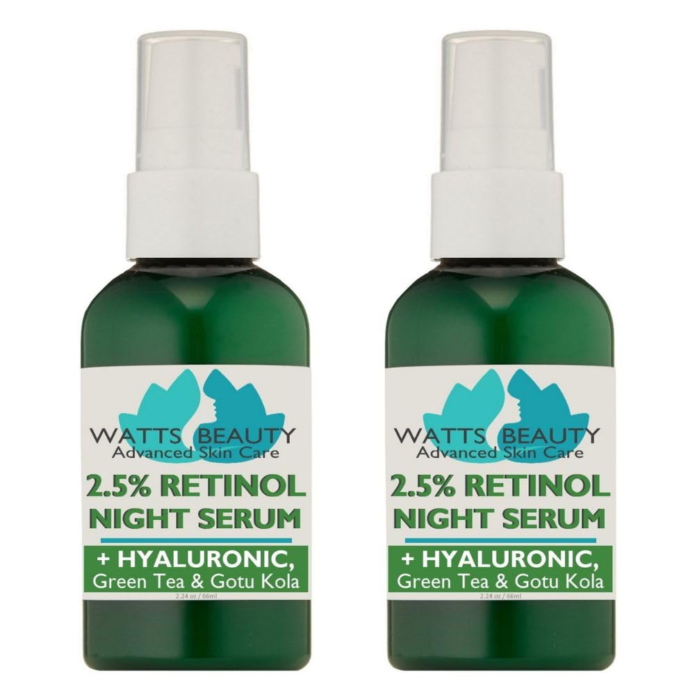 Watts Beauty 2.5% Retinol Serum with 50% Hyaluronic Acid - Anti Aging, Fine Lines, Wrinkles, Blemishes, Large Pores - No Parabens, No Animal Testing