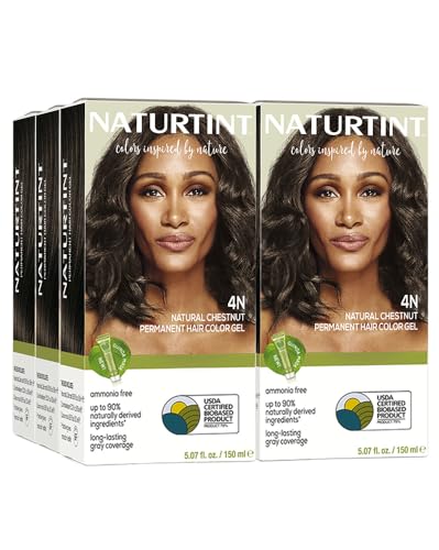 Naturtint 4N Natural Chestnut Permanent Hair Color (Pack of 6), Ammonia Free, Vegan, Cruelty Free, up to 100% Gray Coverage, Long Lasting Results