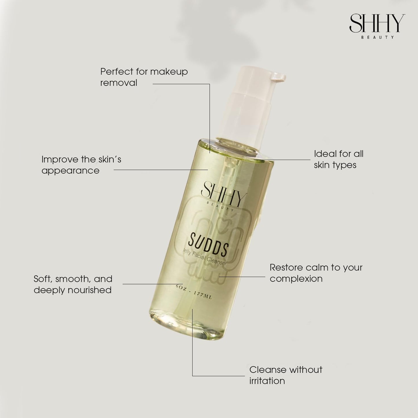 SHHY BEAUTY SUDDS Jelly Facial Cleanser, Healthy Glowing Hydrated Skin