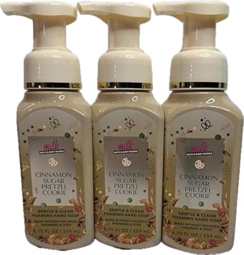 Bath and Body Works Cinnamon Sugar Pretzel Cookie Gentle Foaming Hand Soap Pack of 3