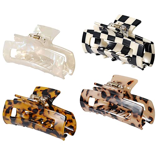 4Pcs Hair Claw Clips, Acetate Hair Banana Barrettes, French Butterfly Jaw Clips, Mermaid Color Crab Hairpin, Leopard Print Stylish Hair Accessories Beauty and Personal Care SL Sursarbelor Default Title