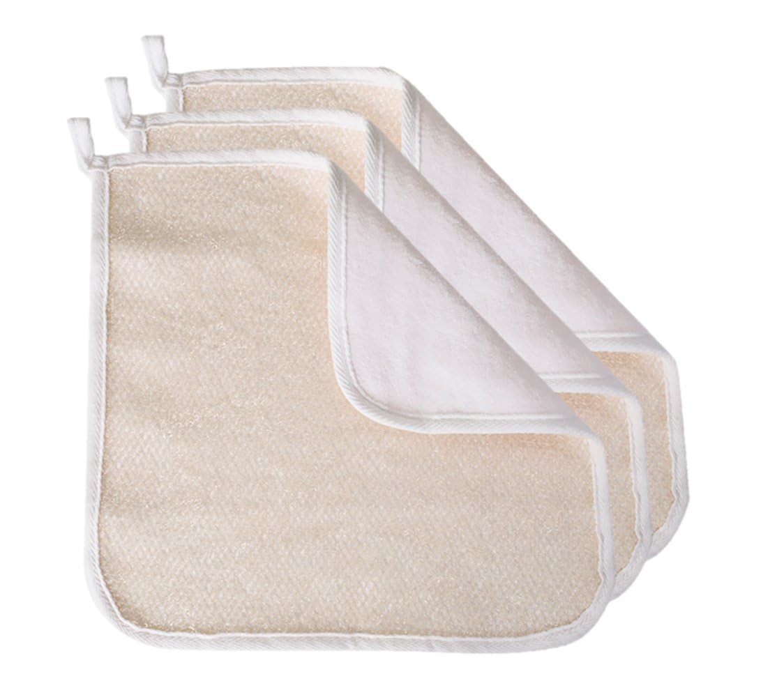 PARADISO Evriholder Soft-Weave Exfoliating Wash Cloths Dual-Textured for Face and Body, Pack of 3, White