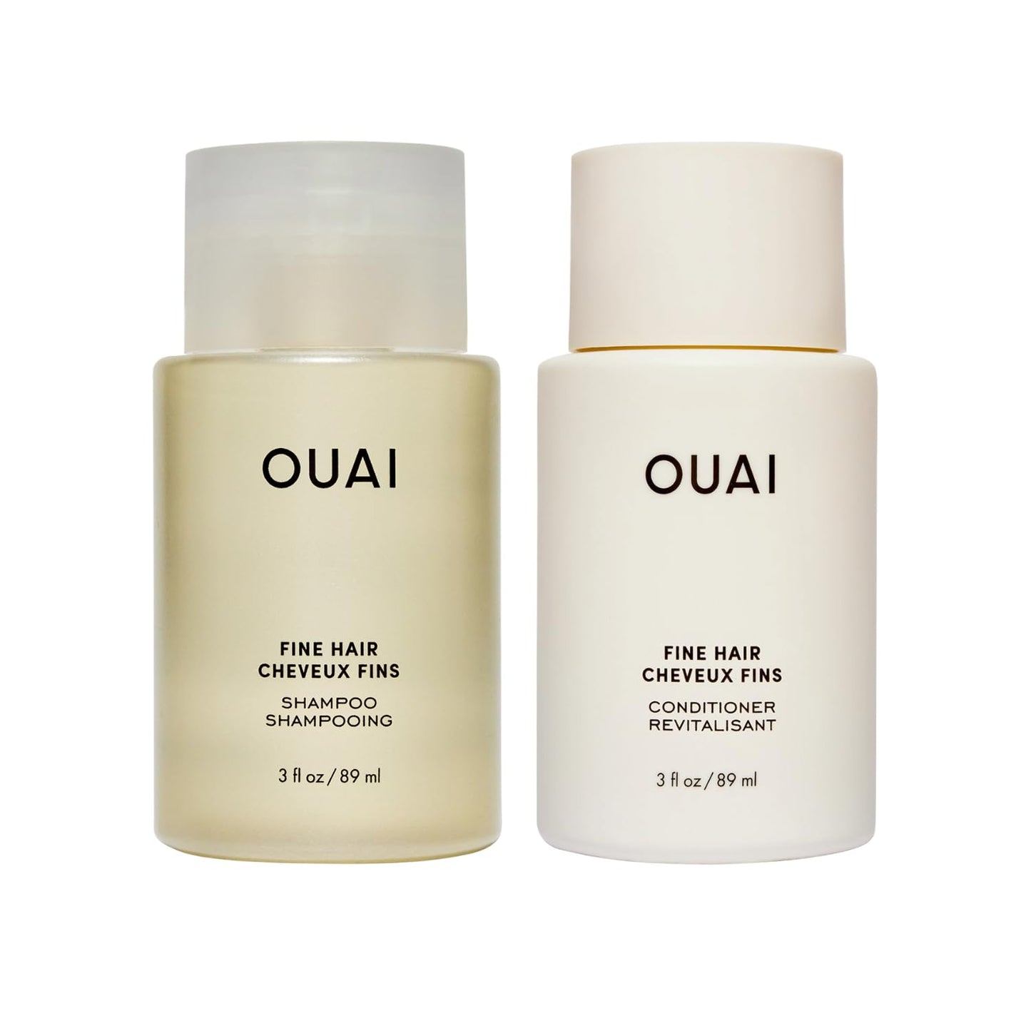 OUAI Fine Hair Shampoo & Conditioner Set, Travel Size - Volumizing Shampoo & Conditioner - With Strengthening Keratin, Biotin & Chia Seed Oil