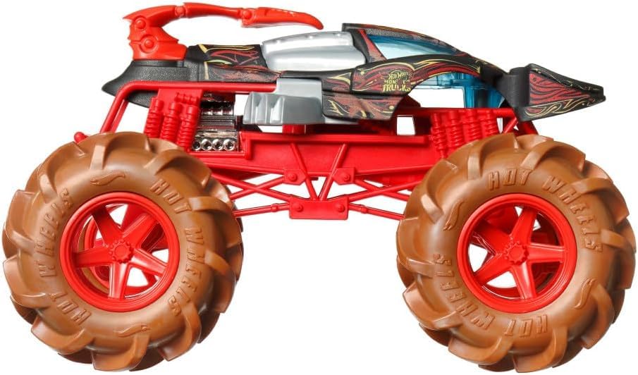 Hot Wheels Monster Trucks Scorpedo 1:24 Scale Die-Cast Vehicle, Red and Black, Giant Wheels, Ages 3-8 Years