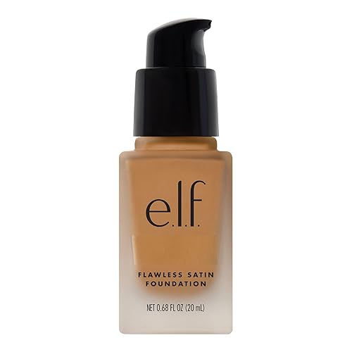 e.l.f. Flawless Satin Foundation, Lightweight & Medium Coverage, Semi-Matte Finish, Vegan & Cruelty-Free, Cashew, 0.68 Fl Oz (20mL)