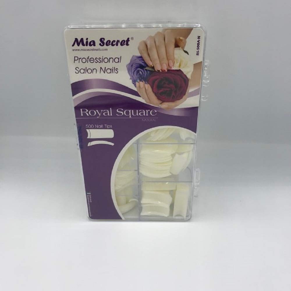 Mia Secret - Nail Tip Royal Square 500 pcs Clear Or Natural Pick Yours (500 Clear) (500 NATURAL) Beauty & Personal Care Mia Secret