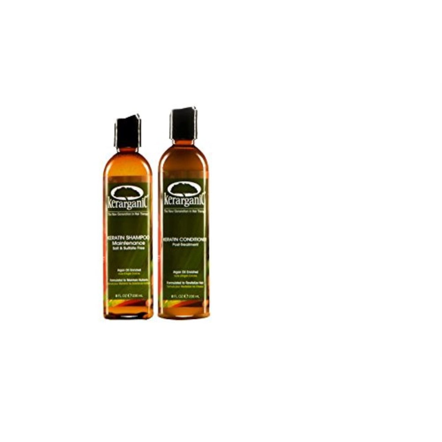 KERARGANIC Organic Salt & Sulfate Free Shampoo and Conditioner 08oz - Keratin Post-Treatment Set - Professional Moisturizing Shampoo and Conditioner