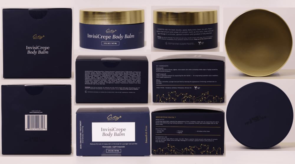 City Beauty InvisiCrepe Body Balm - Skin Firming & Tightening Lotion for a Smoother, Firmer Look | Anti-Aging Firming Body Cream