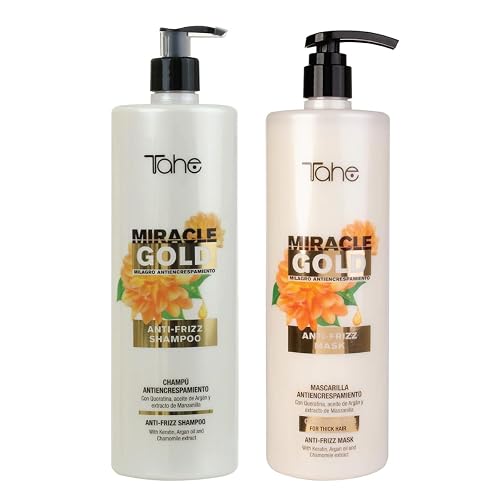 Tahe Miracle Gold For Frizz Control Kit - Shampoo 1000ml + Mask 1000ml