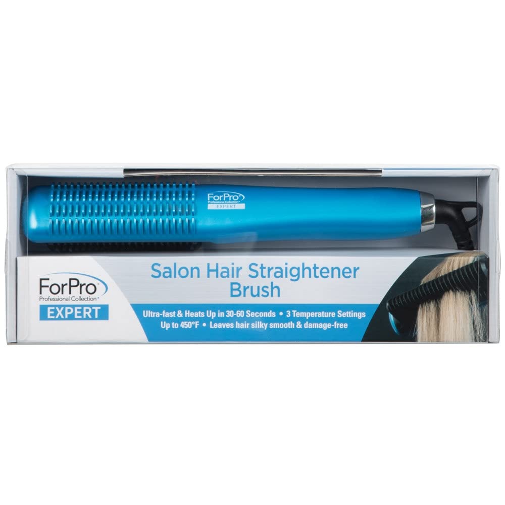 ForPro Professional Collection Expert Salon Hair Straightener Brush, Ultra-Fast Nano Ceramic Heater with 3D Heating Teeth, 3 Heat Settings, Auto-Off