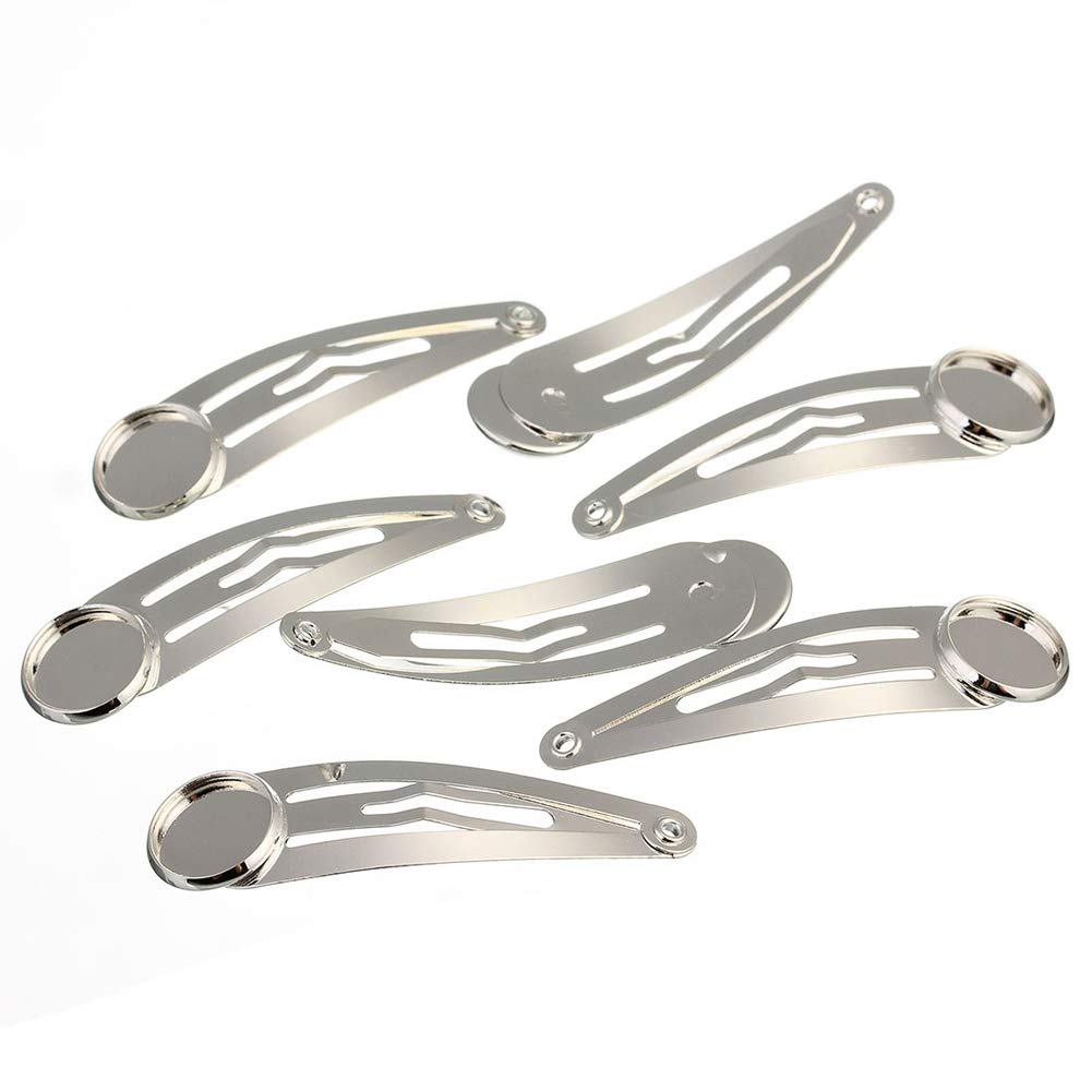 10 Pieces Metal Snap Hair Clips with Round Tray BB Hair Clips with Blanks Tray Non Slip Hair Barrettes with 12mm Round Tray for DIY Hair Accessories