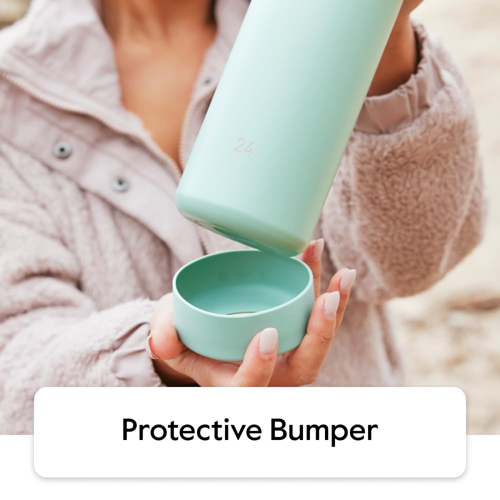 Takeya Actives 24 oz Water Bottle with Straw Lid - Double Wall Stainless Steel Insulation - Dishwasher Safe & BPA-Free - Removable Bumper - Midnight