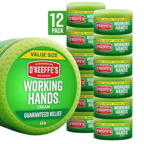 O'Keeffe's Working Hands Hand Cream for Extreme Dryness - 6.8 oz Value Size Jar (12 Pack) - Repairing Skincare for Cracked, Dry Hands