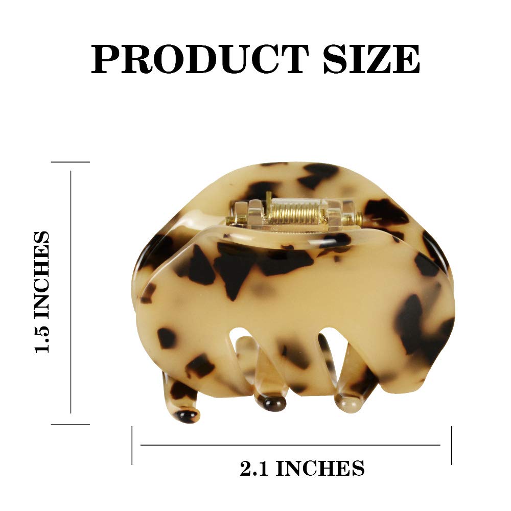 4 Pack 2.1 Inch Hair Claw Clips Tortoise Shell Cellulose Acetate Resin Hair Barrettes Medium French Design Hair Jaw Leopard Print Fashion Hair Styling